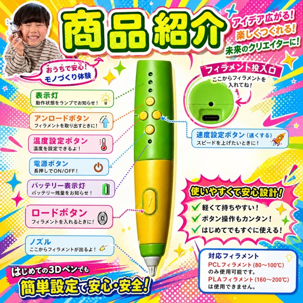 Amazon.co.jp: 【日本企画・国内正規品】はじめての3Dペン 子供も安心